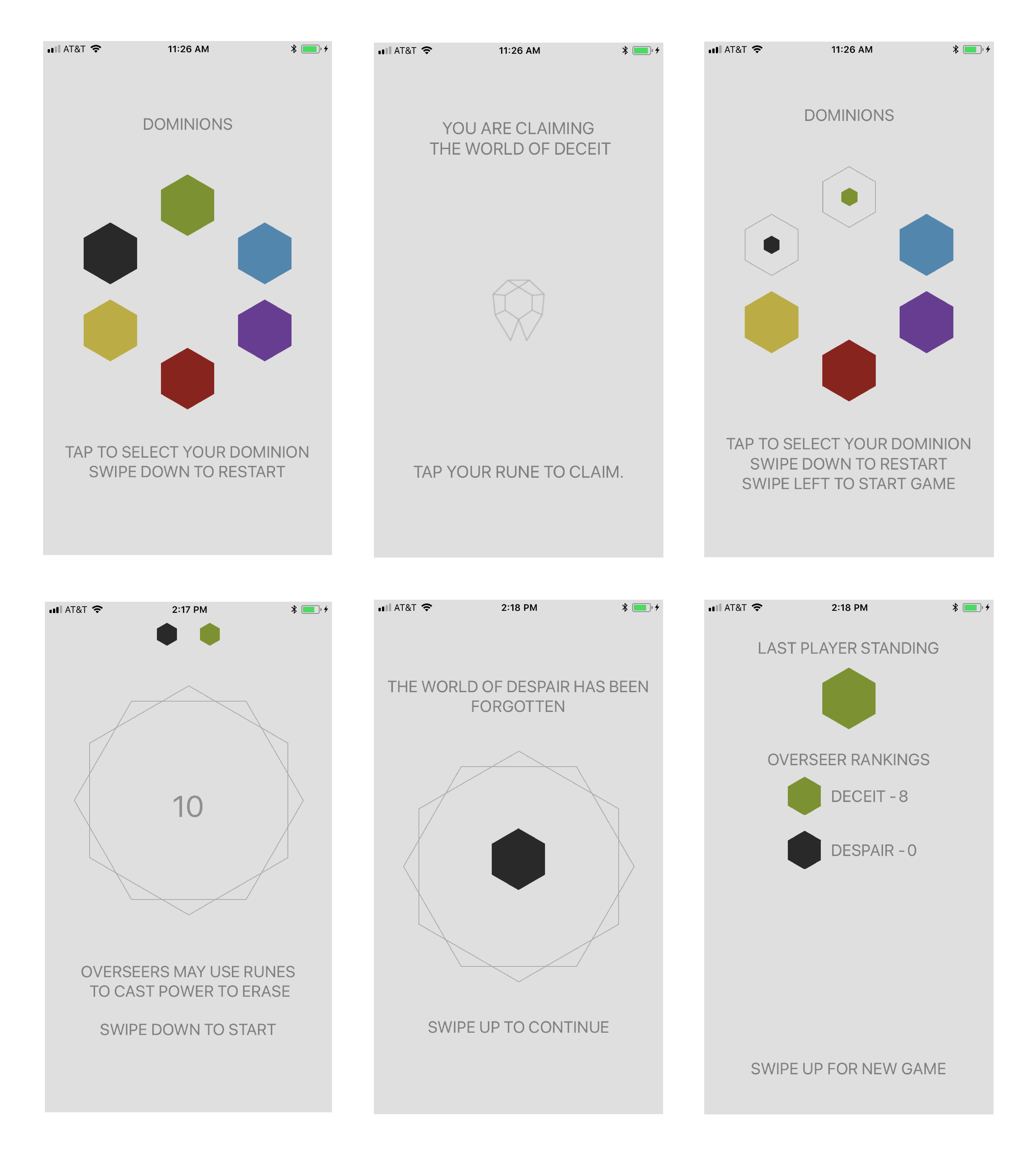 spread of gameplay screenshots from mobile app