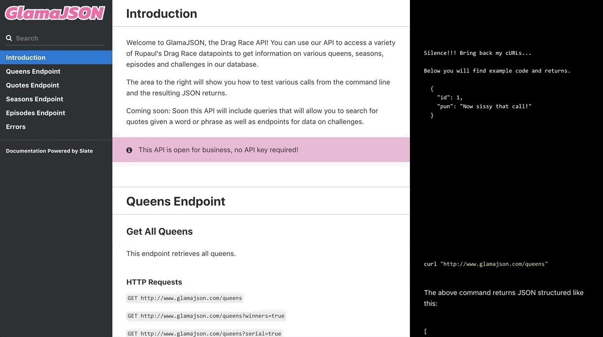 gif showing functionality of API spec site